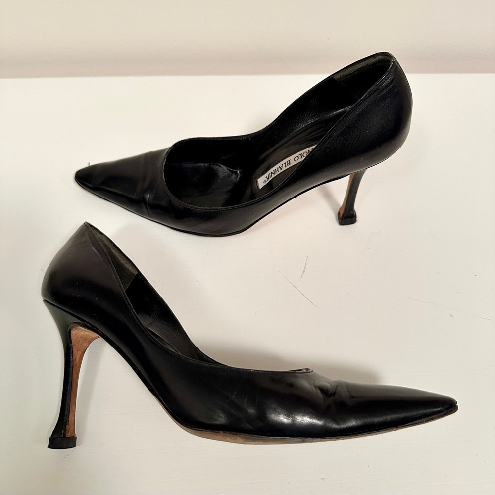 Manolo Blahnik BB Black Heels with Pointed Toe - Women’s euro 36